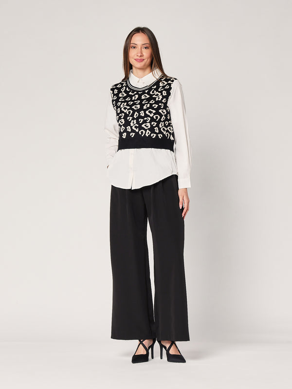 Maglia con camicia animal