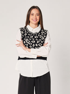 Maglia con camicia animal