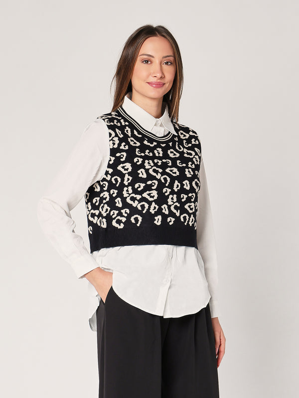 Maglia con camicia animal