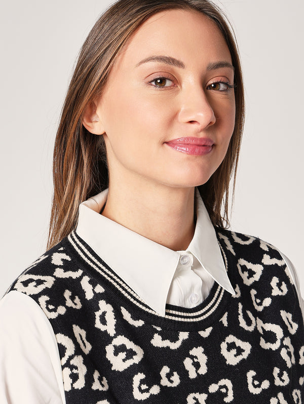 Maglia con camicia animal