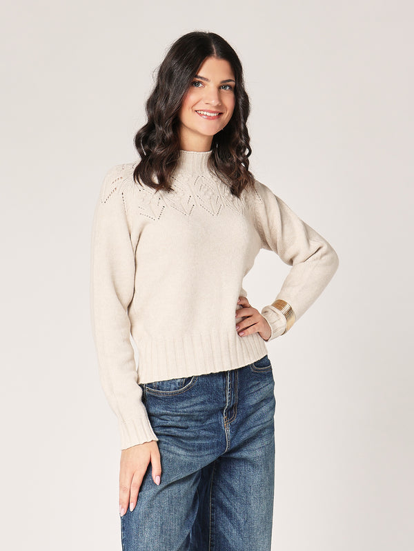 Maglia collo lavorato