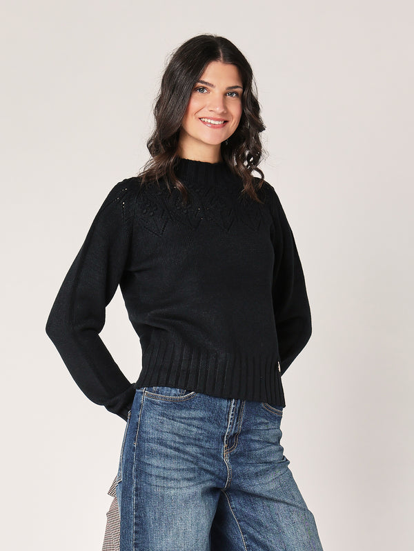 Maglia collo lavorato