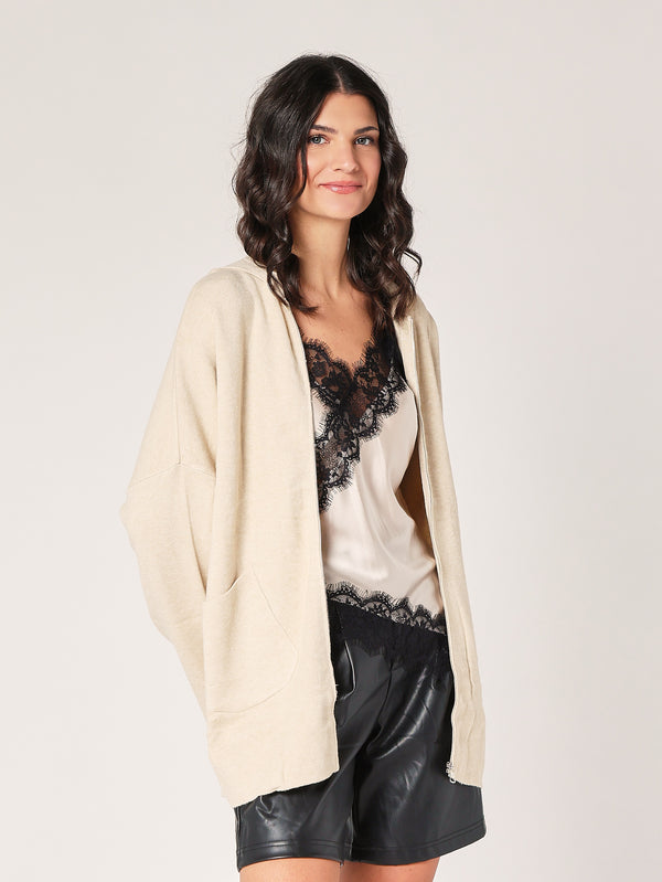 Giacca maglia zip con cappucci