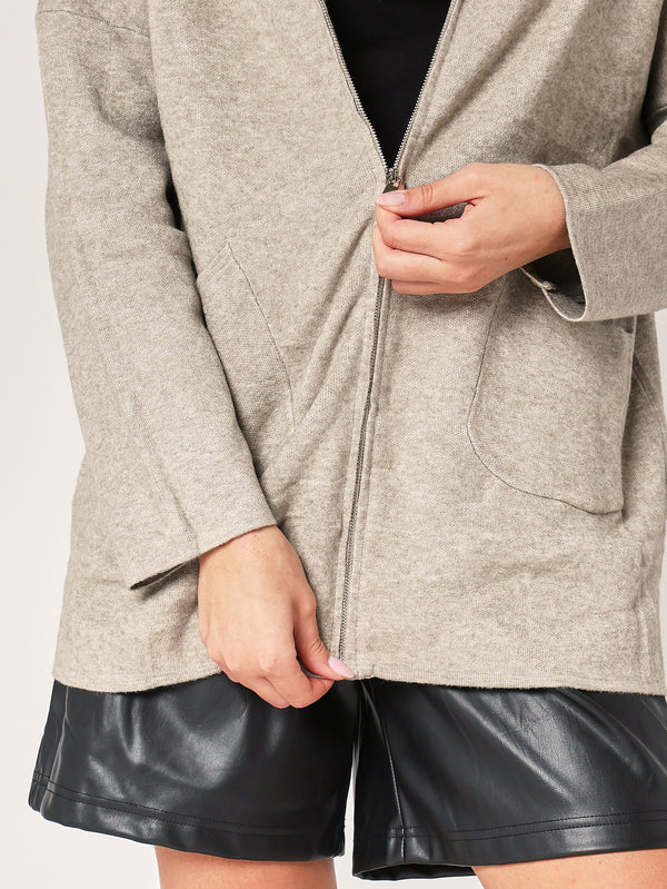 Giacca maglia zip con cappucci