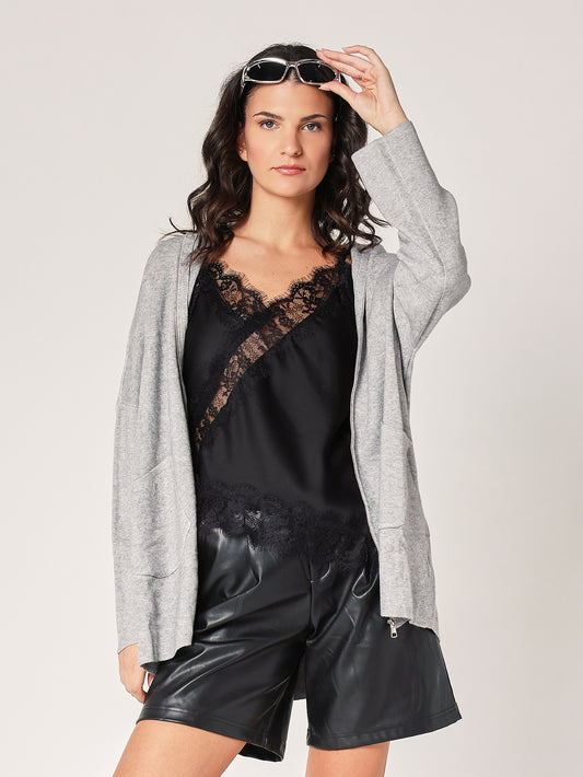 Giacca maglia zip con cappuccio