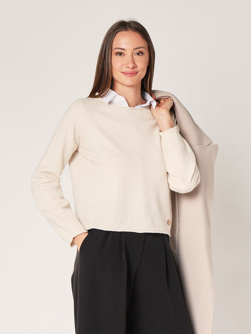 Maglia girocollo cropped