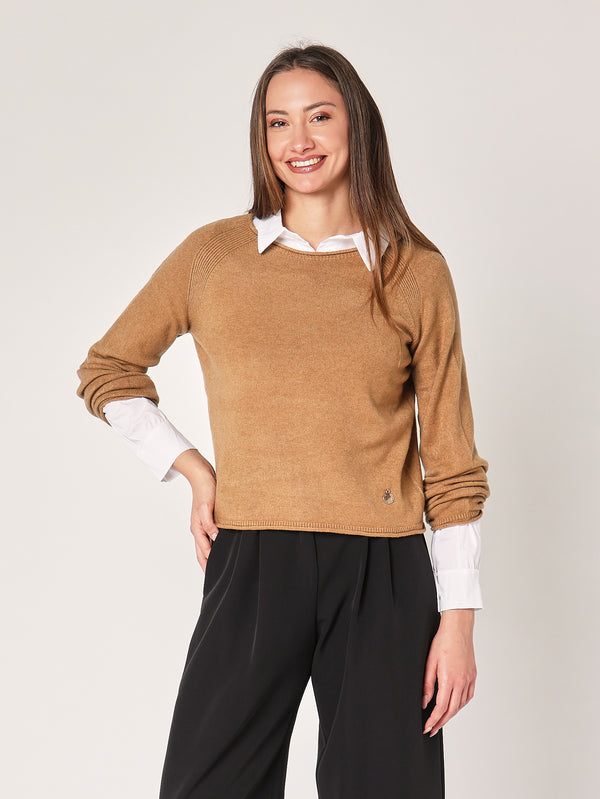 Maglia girocollo cropped