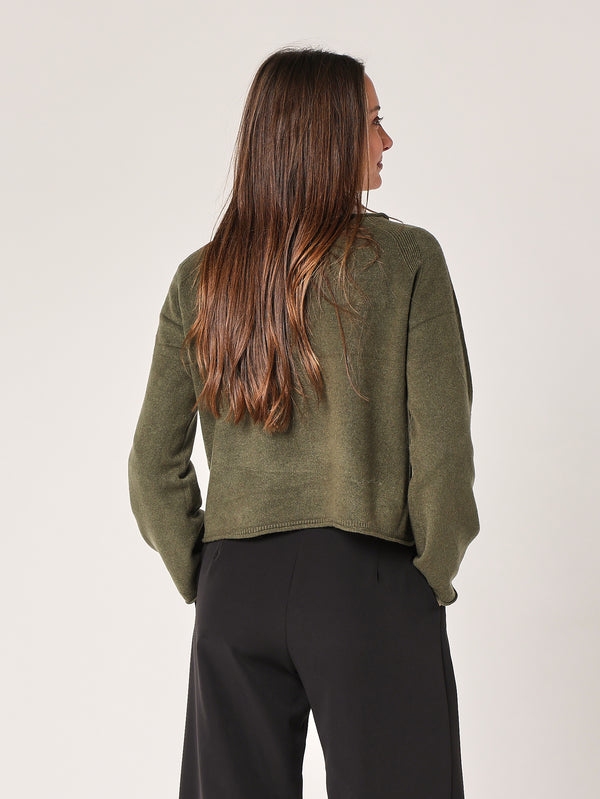 Maglia girocollo cropped
