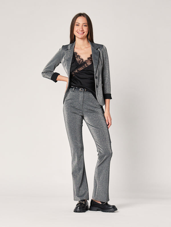 Pantalone a zampa lurex
