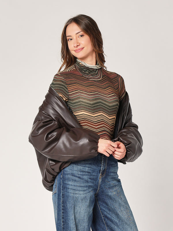 Rollkragenpullover mit Kaschmirmuster