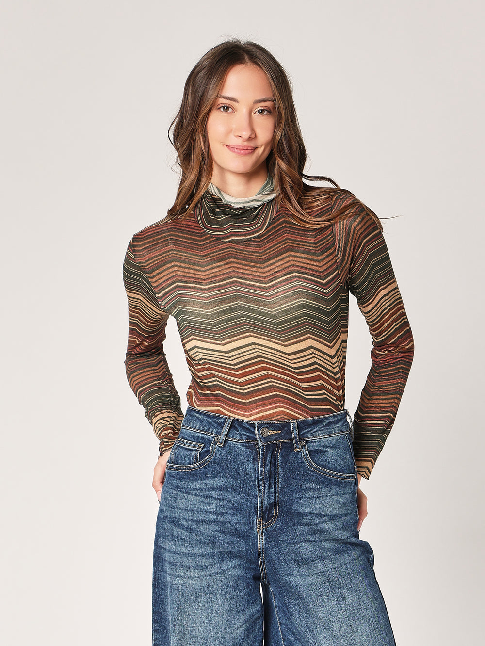 Rollkragenpullover mit Kaschmirmuster