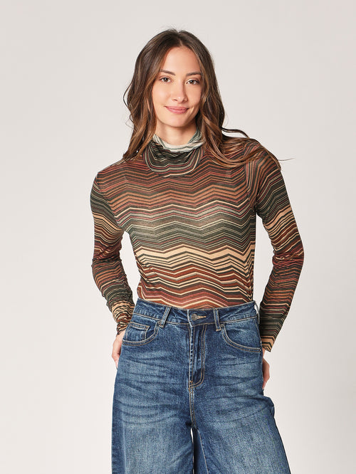 Rollkragenpullover mit Kaschmirmuster