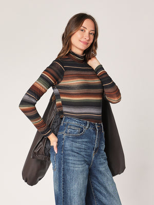 Gestreifter Kaschmir-Rollkragenpullover