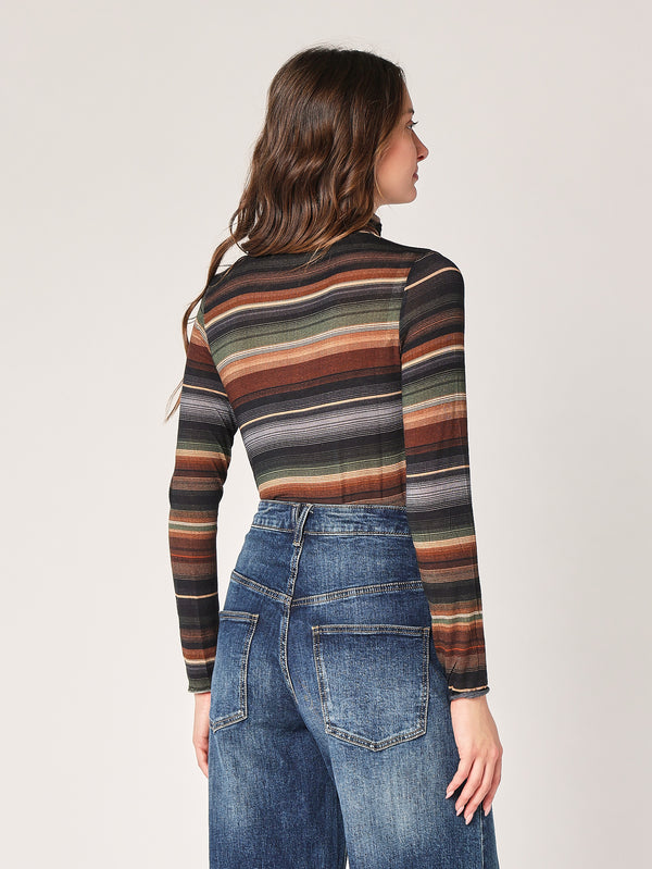 Gestreifter Kaschmir-Rollkragenpullover