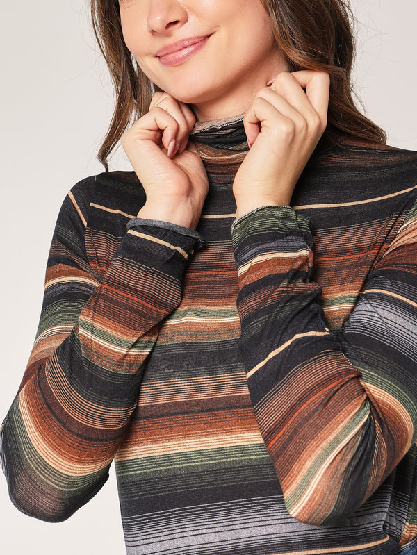 Gestreifter Kaschmir-Rollkragenpullover