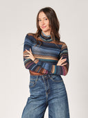 Gestreifter Kaschmir-Rollkragenpullover