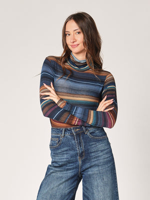 Gestreifter Kaschmir-Rollkragenpullover