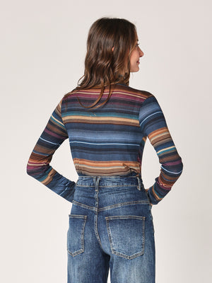 Gestreifter Kaschmir-Rollkragenpullover