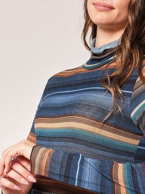 Gestreifter Kaschmir-Rollkragenpullover