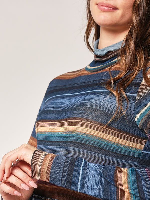 Gestreifter Kaschmir-Rollkragenpullover