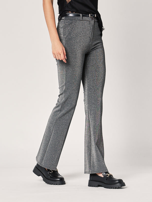 Pantalone a zampa lurex