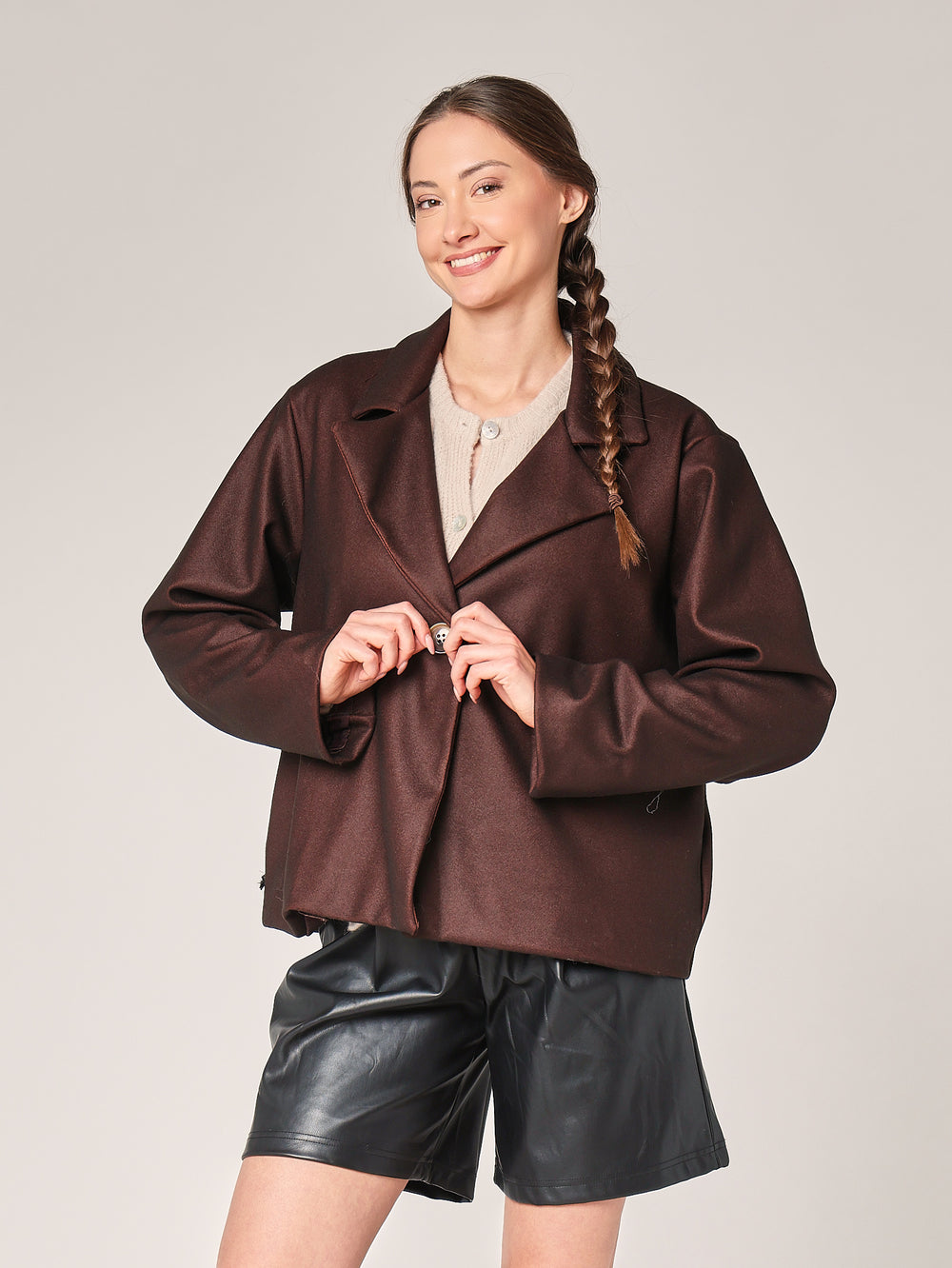 Mantel mit kariertem Futter