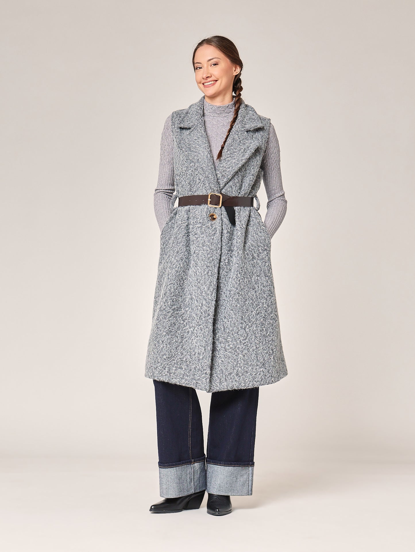 Cappotto smanicato lungo