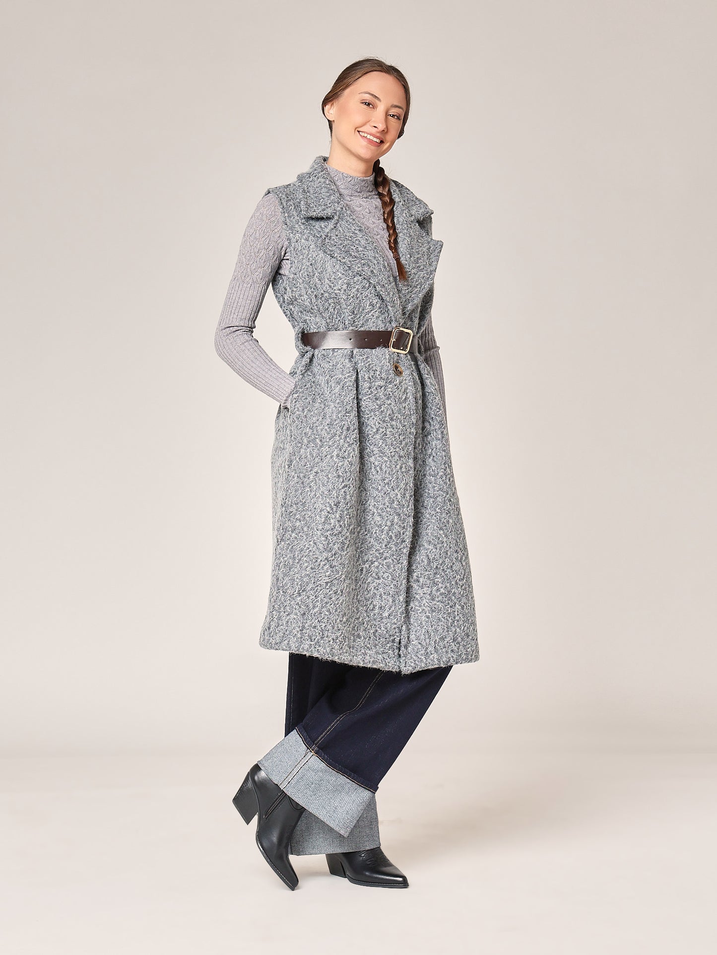 Cappotto smanicato lungo