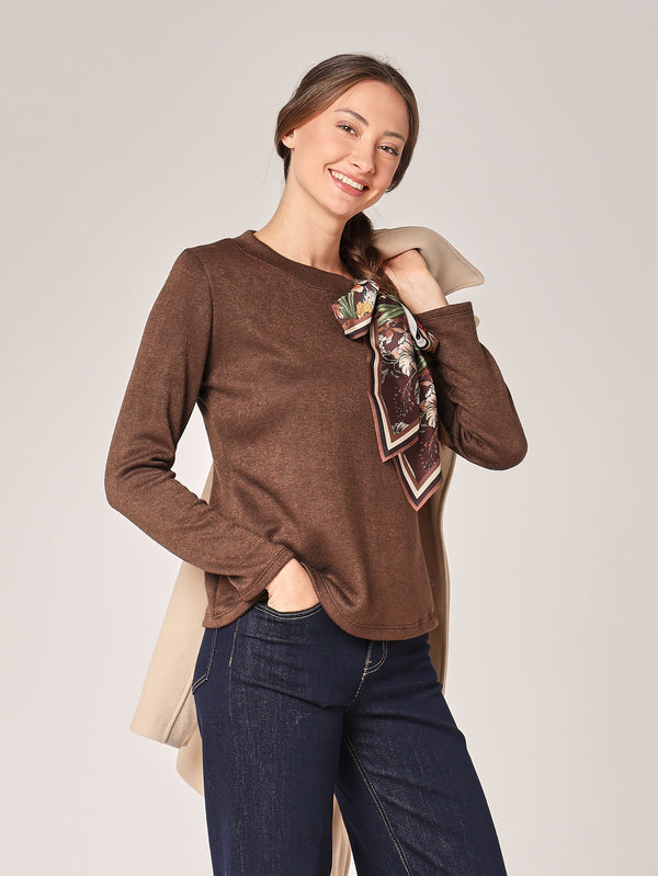 Pullover mit Pashmina-Schleife