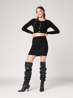 Completo golfino e gonna trecce