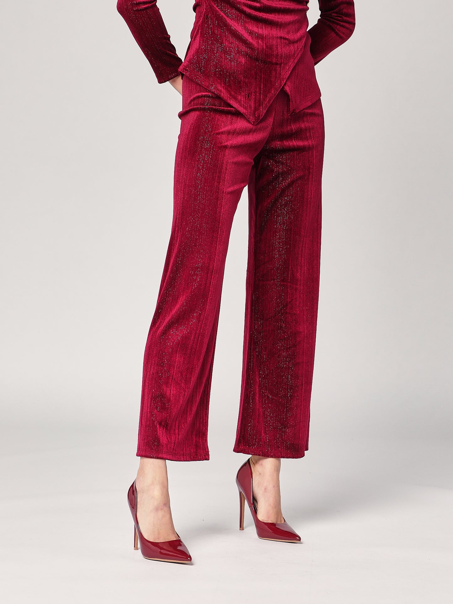 Pantalone con righe lurex