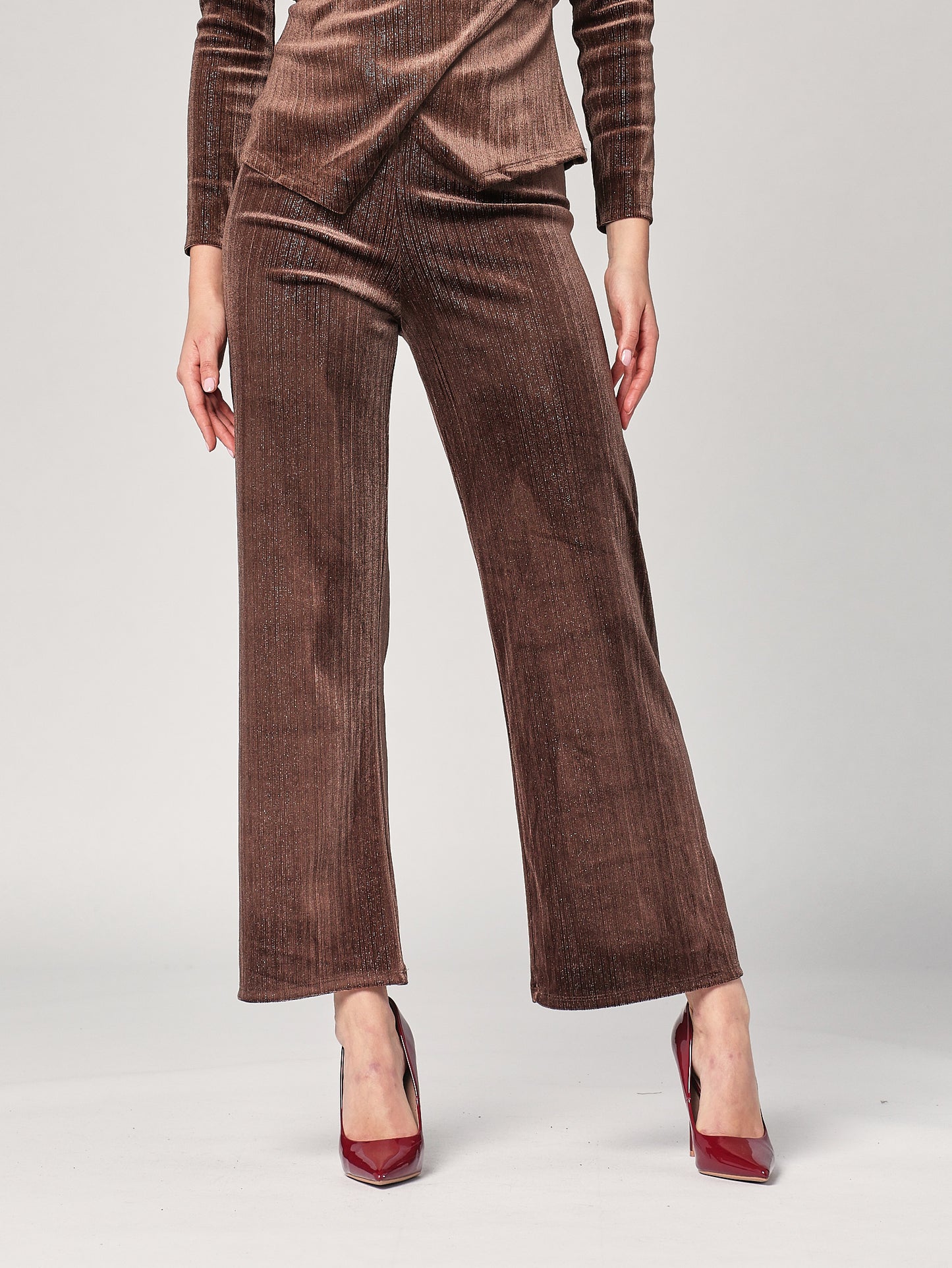 Pantalone con righe lurex