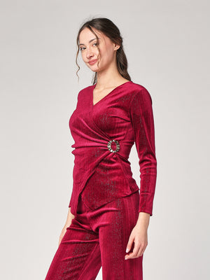 Maglia righe lurex e gioiello