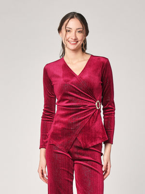 Maglia righe lurex e gioiello