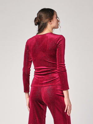 Maglia righe lurex e gioiello