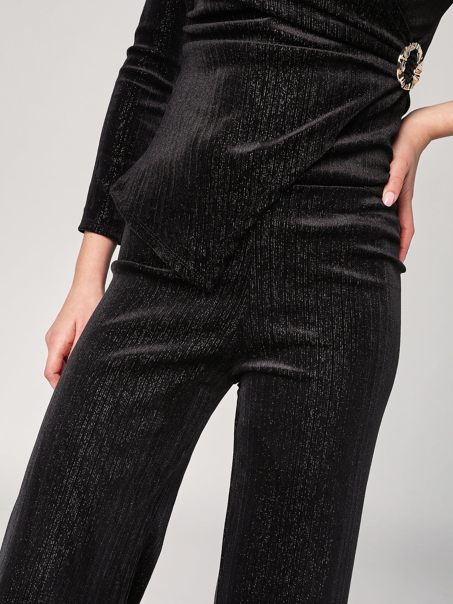 Pantalone con righe lurex