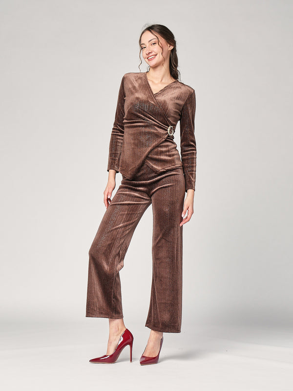 Maglia righe lurex e gioiello