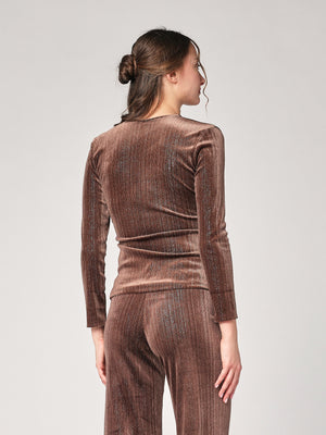 Maglia righe lurex e gioiello