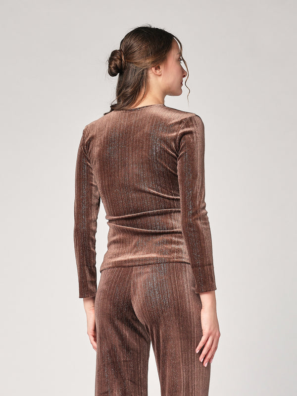 Maglia righe lurex e gioiello