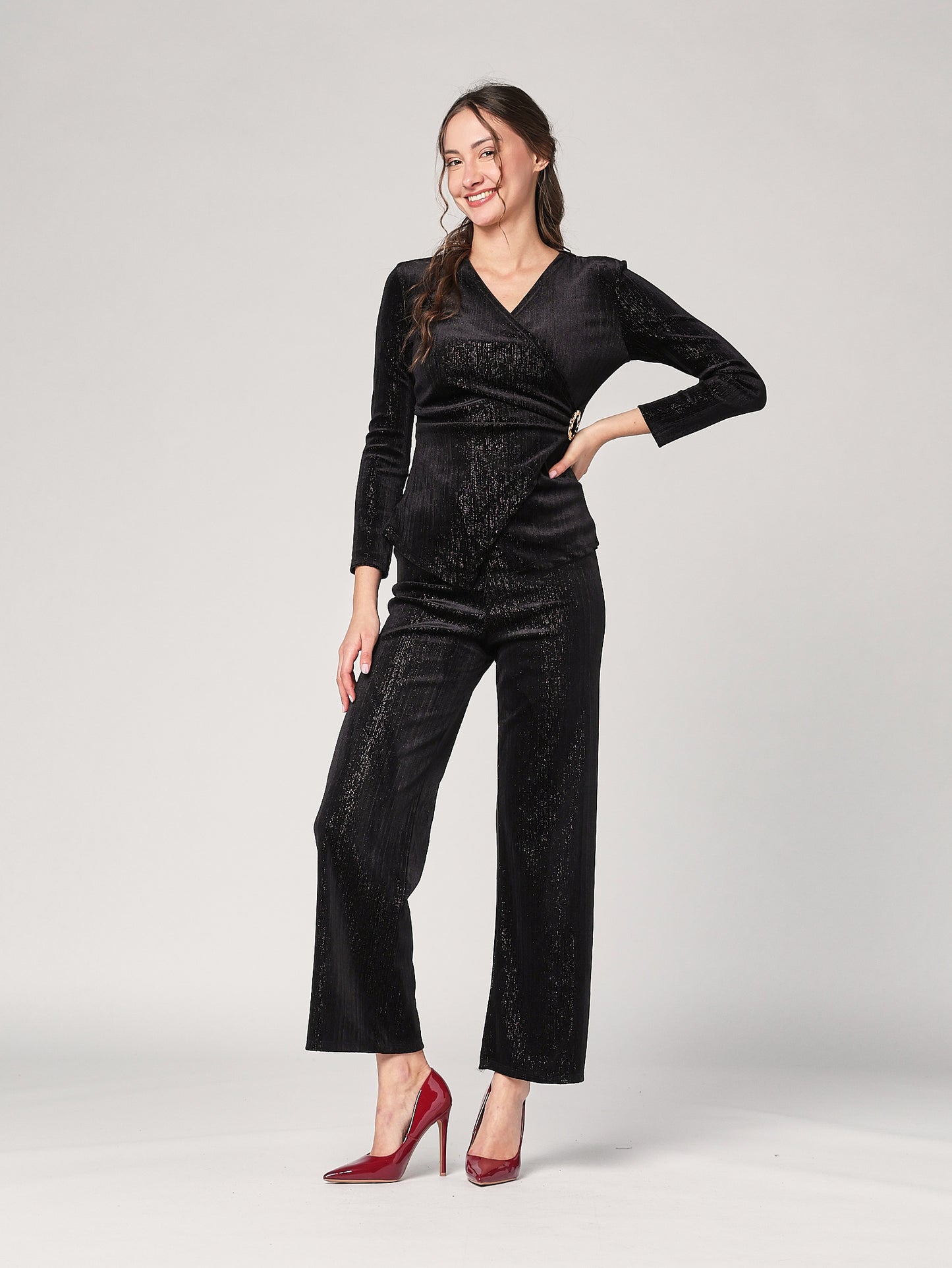 Pantalone con righe lurex