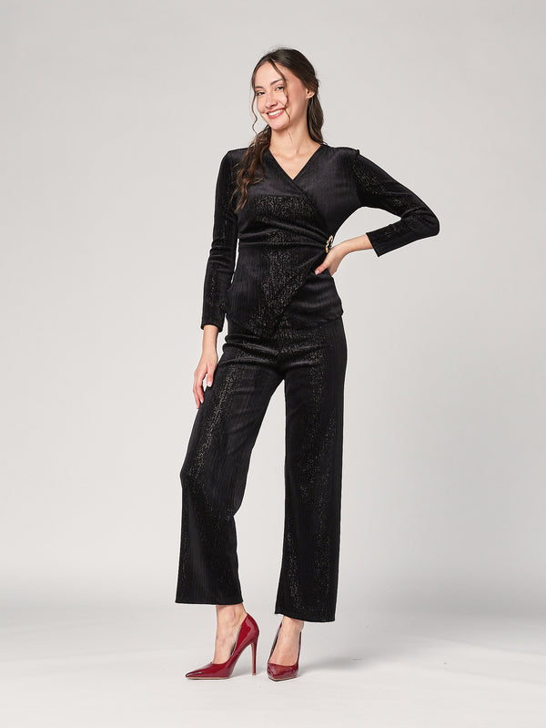 Maglia righe lurex e gioiello