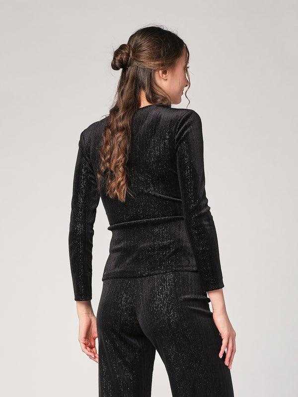 Maglia righe lurex e gioiello