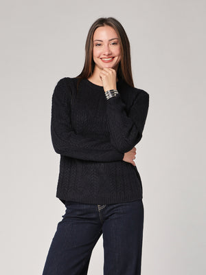 Maglia girocollo con trecce