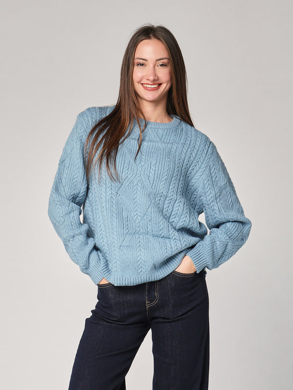 Maglia girocollo con trecce