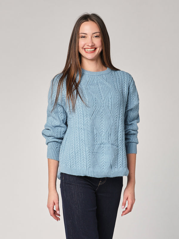 Maglia girocollo con trecce