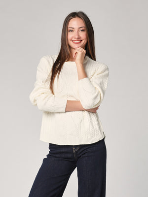 Maglia girocollo con trecce