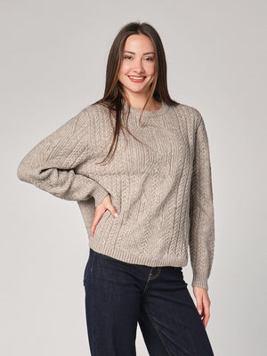 Maglia girocollo con trecce