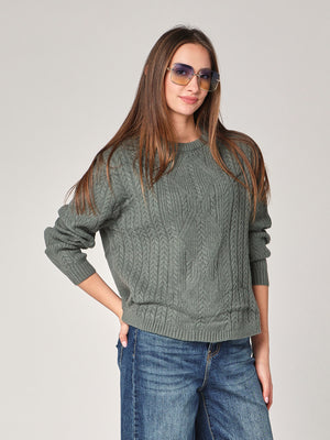 Maglia girocollo con trecce