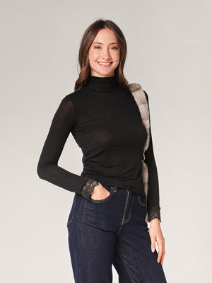 Dolcevita cashmere con pizzo