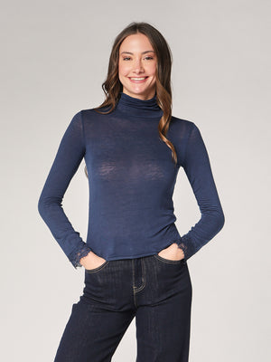 Dolcevita cashmere con pizzo